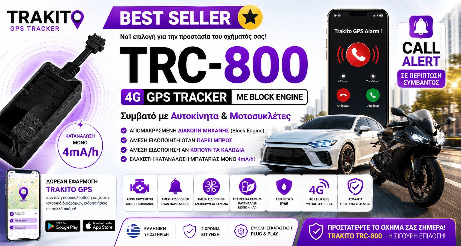 Trakito TRC-800 – Hardwired GPS tracker with engine cut-off